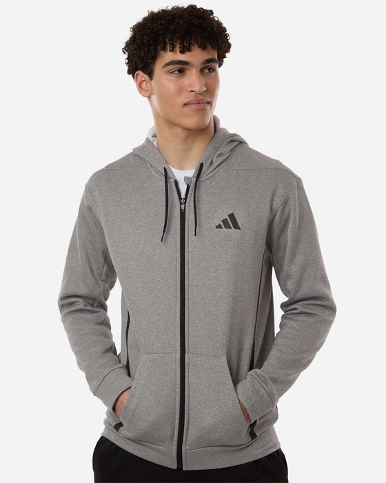 adidas Men's Game & Go Fleece Full-Zip Hooded Sweatshirt