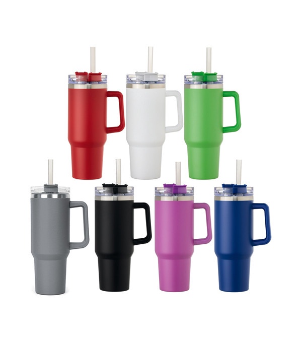 40 oz. Alexandria Vacuum Insulated Travel Mug with Straw - Screen Print