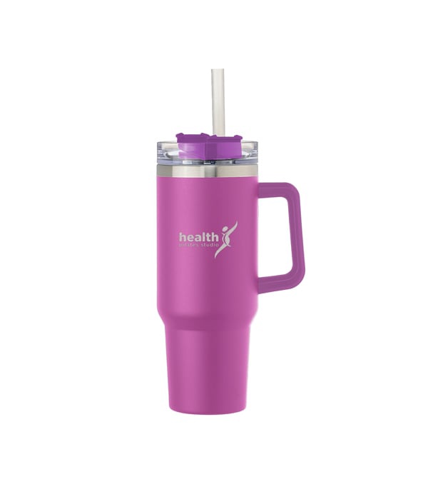 40 oz. Alexandria Vacuum Insluated Travel Mug with Straw - Laser Engraved