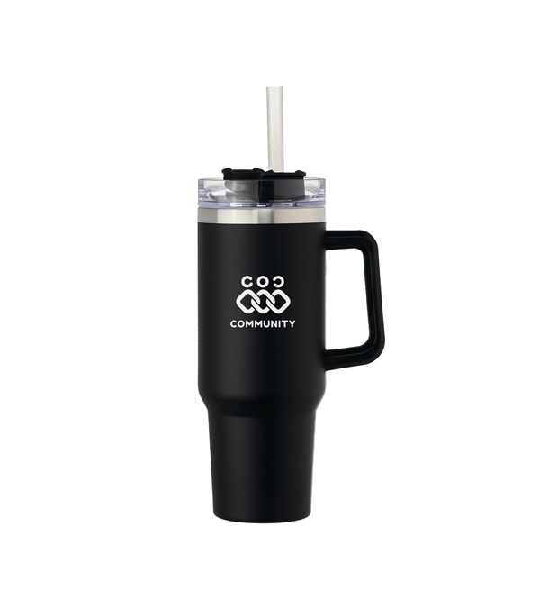 40 oz. Alexandria Vacuum Insulated Travel Mug with Straw - Screen Print