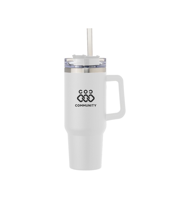 40 oz. Alexandria Vacuum Insulated Travel Mug with Straw - Screen Print