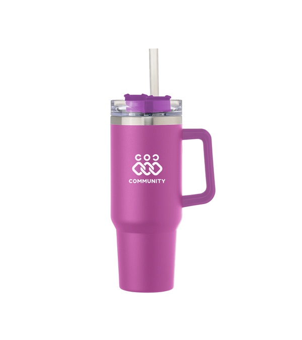 40 oz. Alexandria Vacuum Insulated Travel Mug with Straw - Screen Print