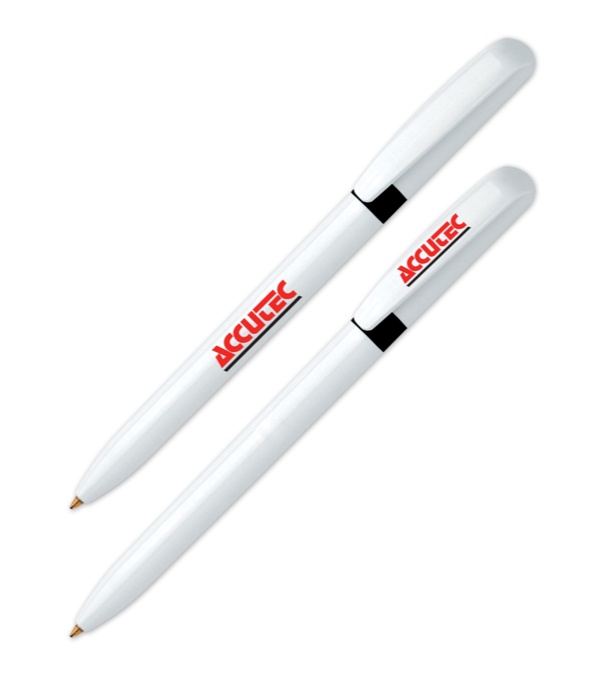 Pivo White Promotional Pen with Color Ring