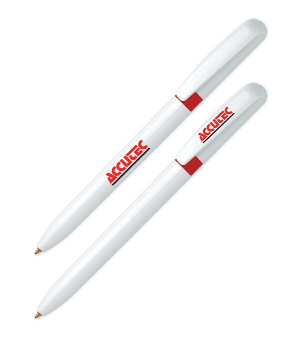 Pivo White Promotional Pen with Color Ring