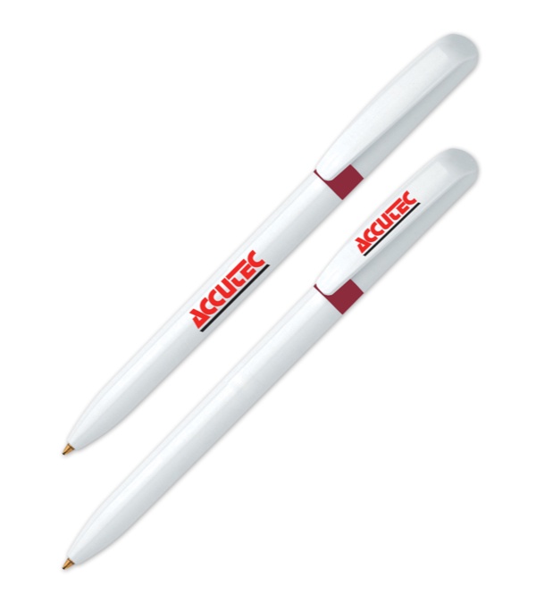 Pivo White Promotional Pen with Color Ring