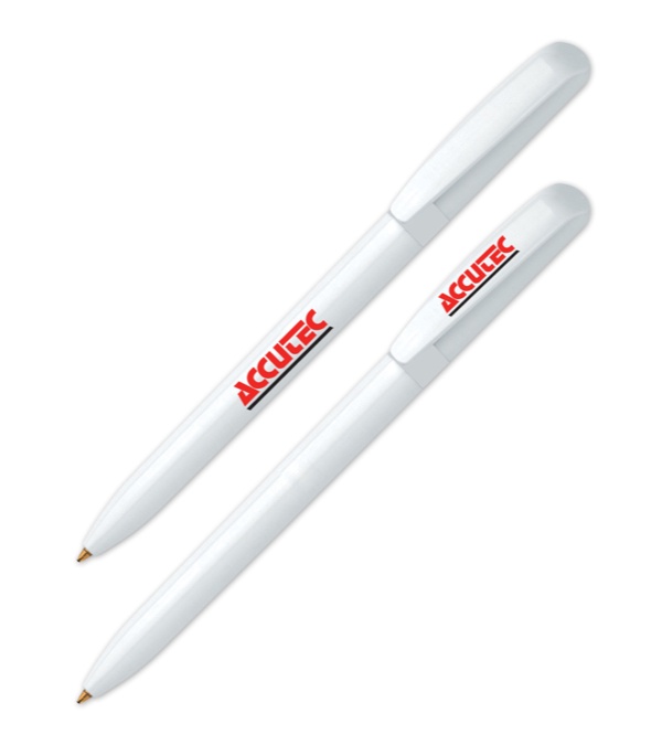 Pivo White Promotional Pen with Color Ring