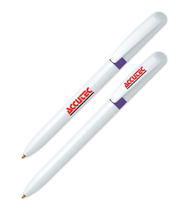 Pivo White Promotional Pen with Color Ring