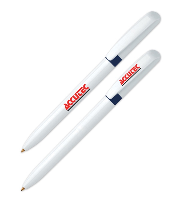 Pivo White Promotional Pen with Color Ring