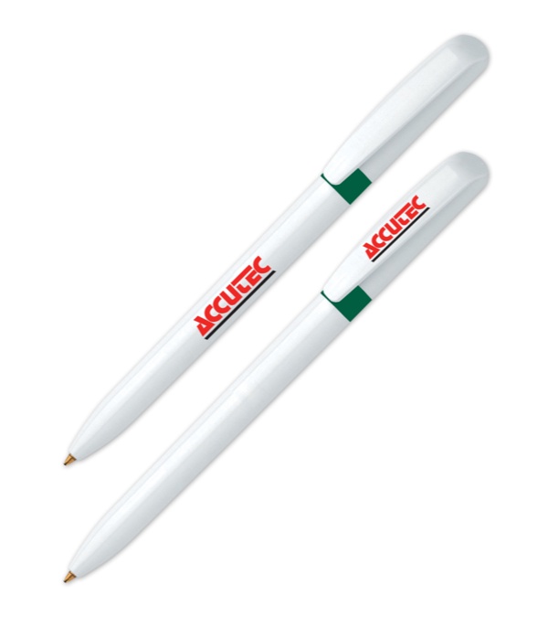 Pivo White Promotional Pen with Color Ring