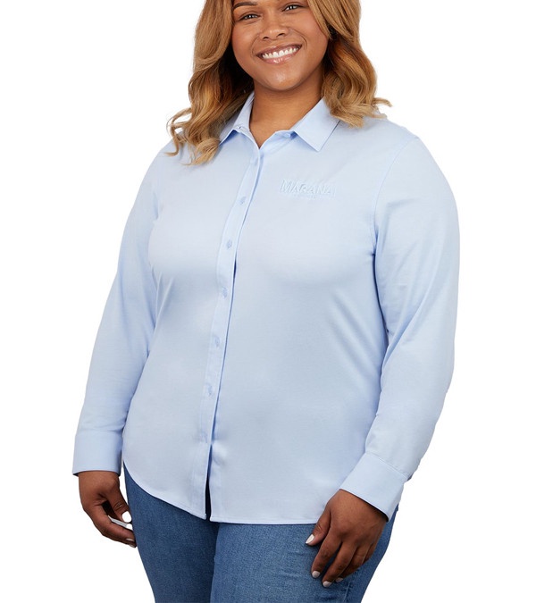 TATRA Eco Long Sleeve Knit Button Up Shirt Women's - Embroidered
