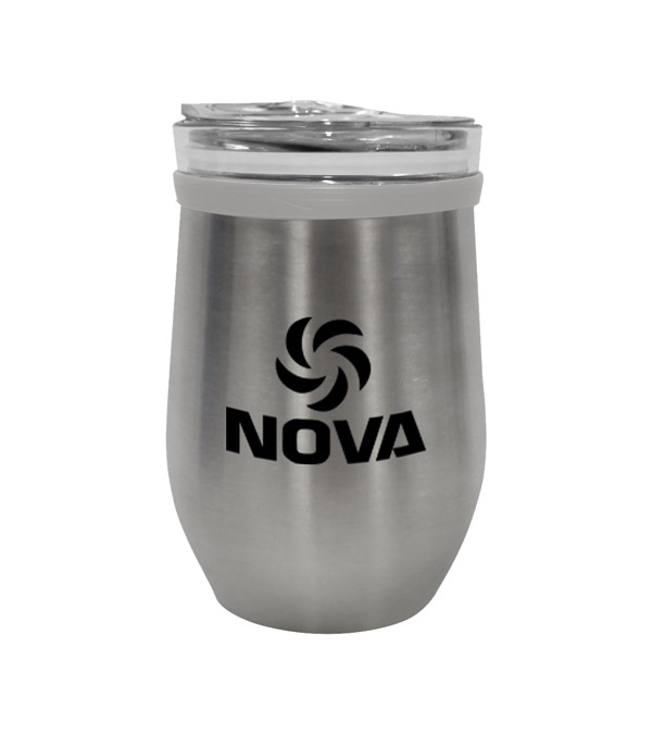 8 oz. Glass And Stainless Steel Wine Tumbler