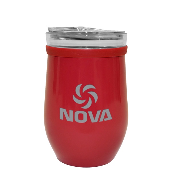 8 oz. Glass And Stainless Steel Wine Tumbler - Laser Imprint