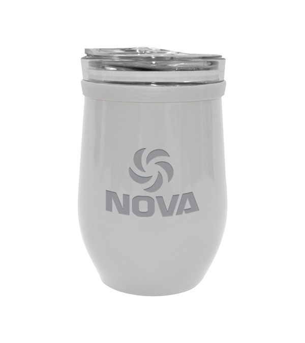 8 oz. Glass And Stainless Steel Wine Tumbler - Laser Imprint
