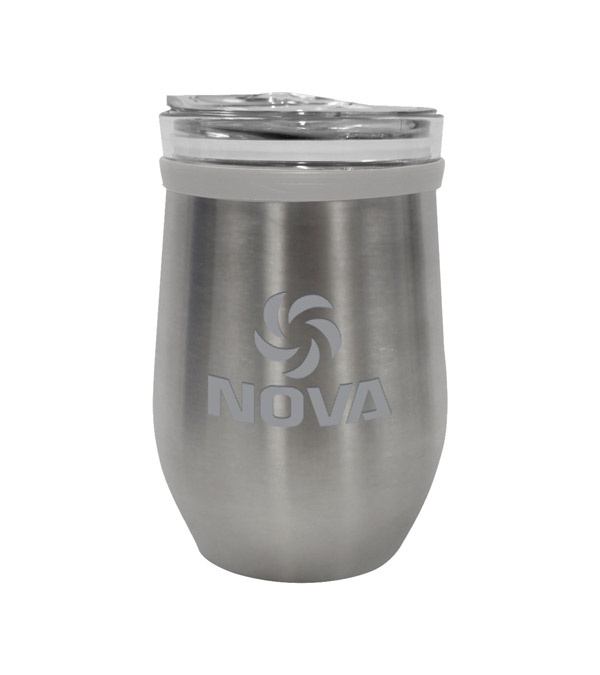 8 oz. Glass And Stainless Steel Wine Tumbler - Laser Imprint