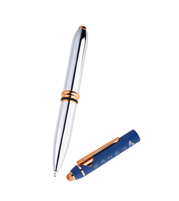 Casca Triple Function Lighted Copper Pen with Stylus