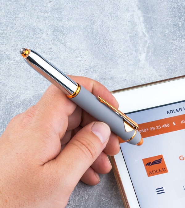 Casca Triple Function Lighted Copper Pen with Stylus