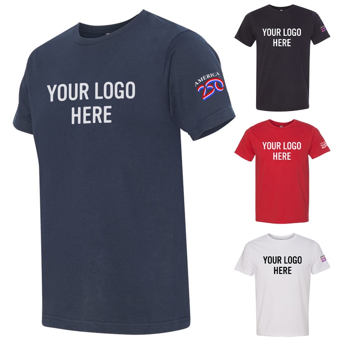 America250™ USA Made Fine Jersey Crew T Shirt