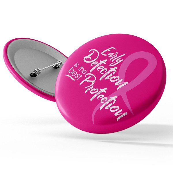 Breast Cancer Awareness: "Early Detection is the Best Protection"  Stock Awareness Buttons