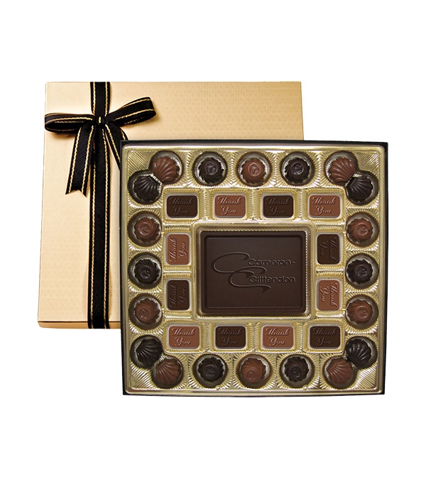 Gift Box with Custom Dark Chocolate Centerpiece (Thank You)