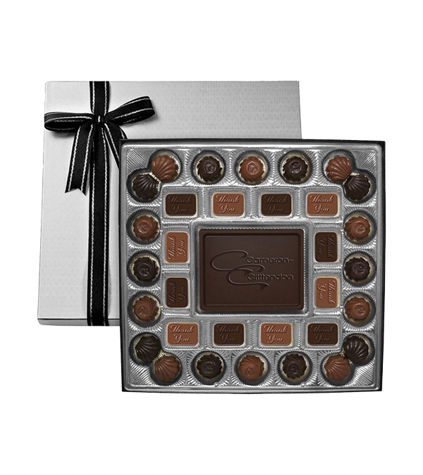 Gift Box with Custom Dark Chocolate Centerpiece (Thank You)