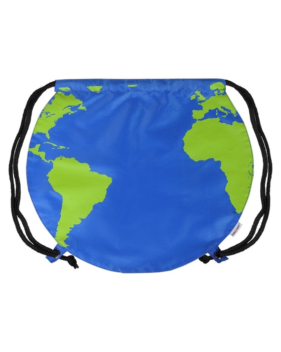 Recycled Polyester Globe Earth Drawstring Bag