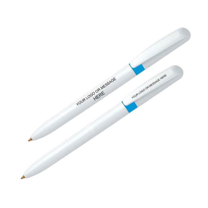 Pivo White Promotional Pen with Color Ring