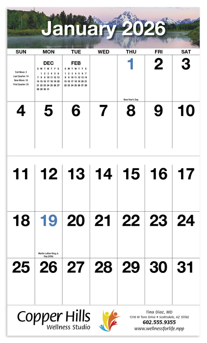 Big Numbers Wall Calendar
