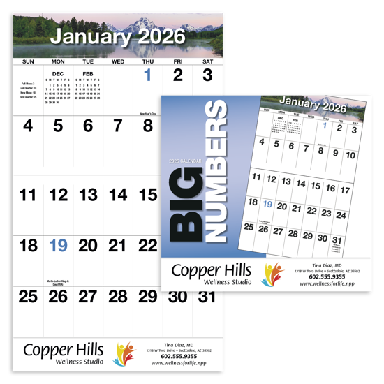 Big Numbers Wall Calendar