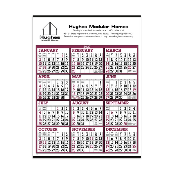Big Numbers Span-A-Year Calendar - 2027