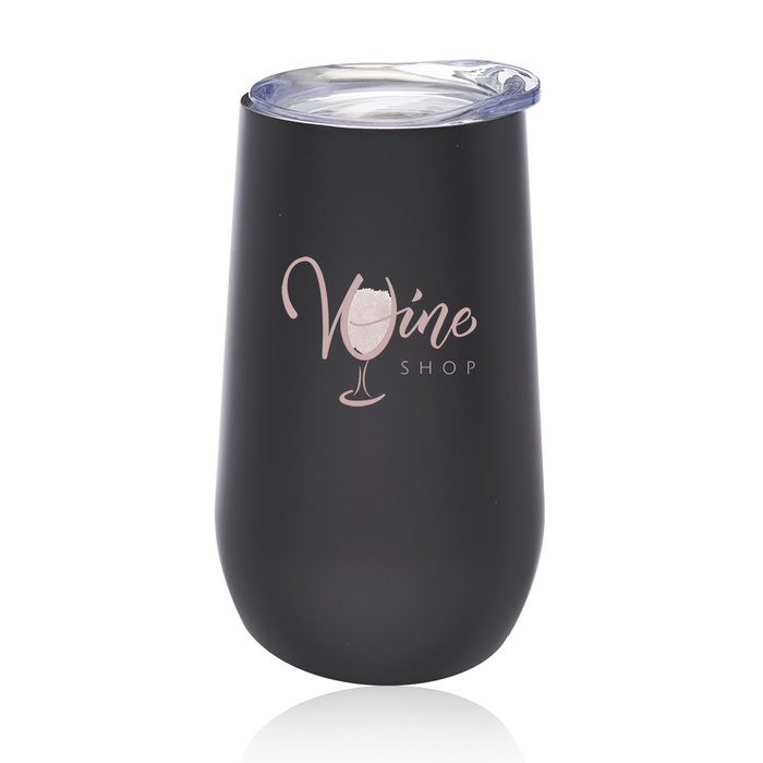 9 oz. Stemless Flute Wine Glasses with Lids