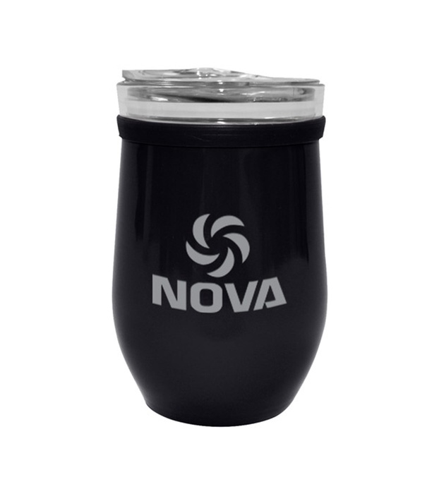 8 oz. Glass And Stainless Steel Wine Tumbler - Laser Imprint