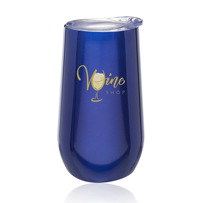9 oz. Stemless Flute Wine Glasses with Lids