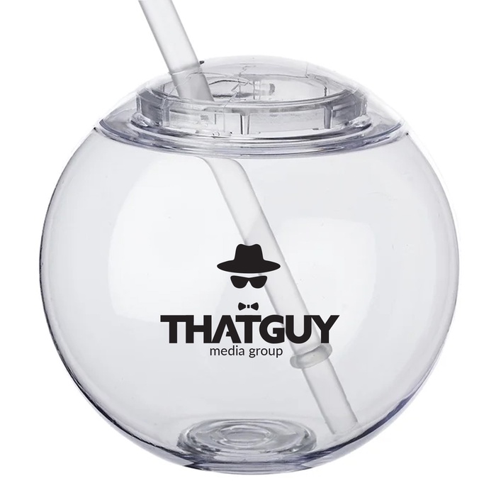 Moran 15 oz Plastic Cocktail Ball with Straw