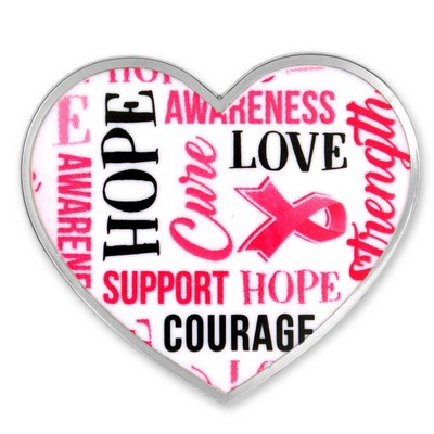 Breast Cancer Heart Words Lapel Pin