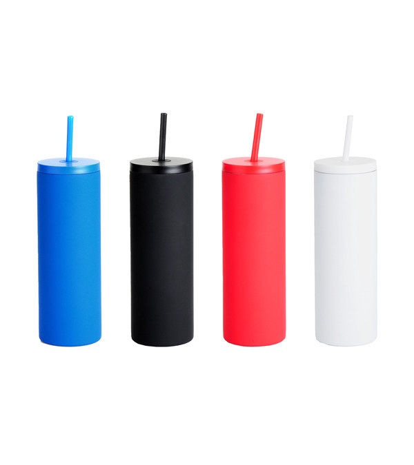 20 oz Slim Rubberized Tumbler With Spill Reduction Straw