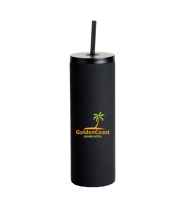 20 oz Slim Rubberized Tumbler With Spill Reduction Straw