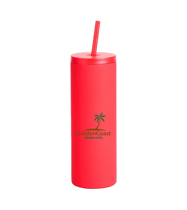 20 oz Slim Rubberized Tumbler With Spill Reduction Straw
