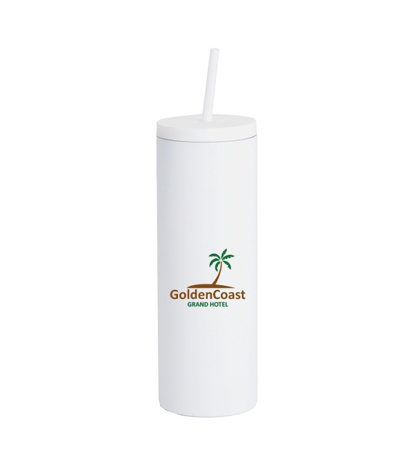 20 oz Slim Rubberized Tumbler With Spill Reduction Straw