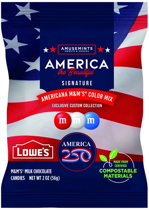 2oz ECO-Digibag, Compostable & Full Color, America 250 M&M'S