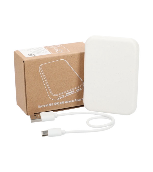 Recycled ABS 3000 mAh Wireless Power Bank - 1 Color