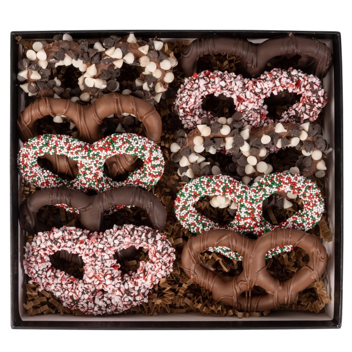 Premier Chocolate Pretzel Gift Box with Full Color Lid