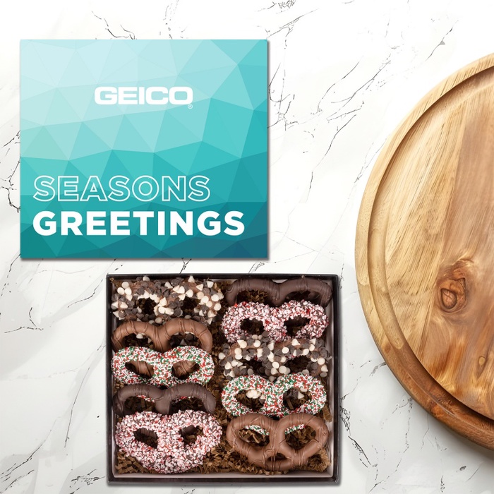 Premier Chocolate Pretzel Gift Box with Full Color Lid