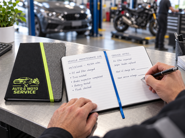 Auto Track Maintenance Lined Journal Notebook