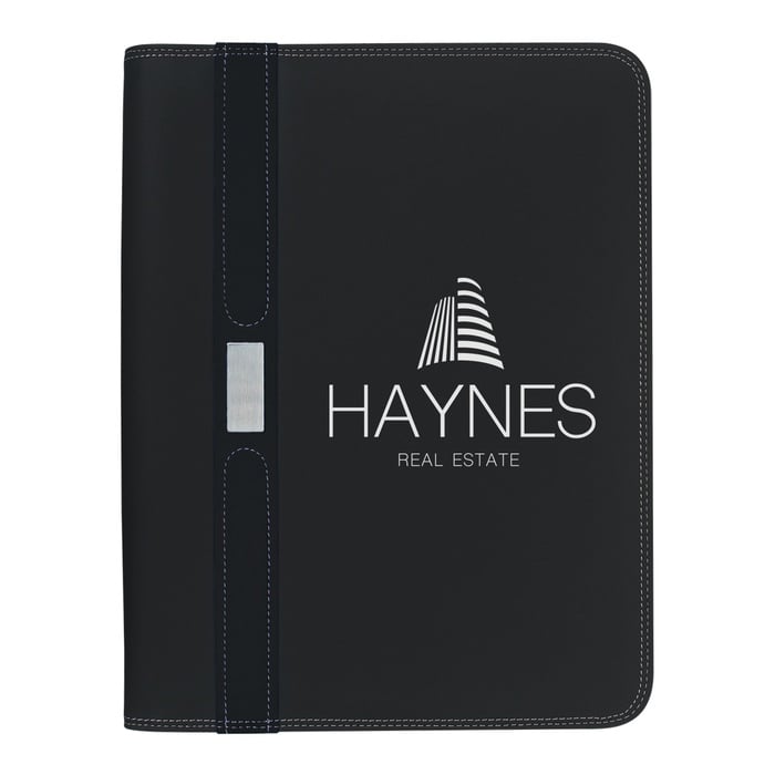Contemporary Zippered Portfolio with Imprint