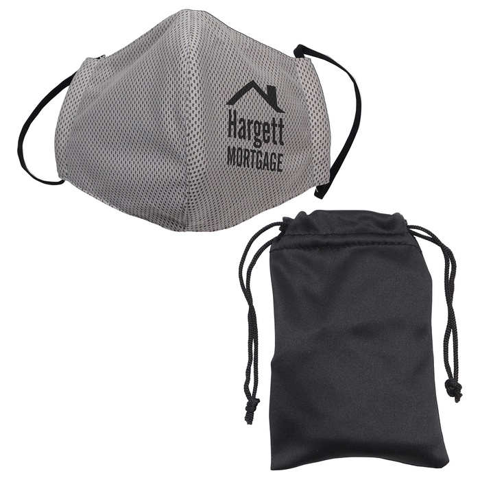 Imprinted Microfiber Cooling Mask with Travel Pouch