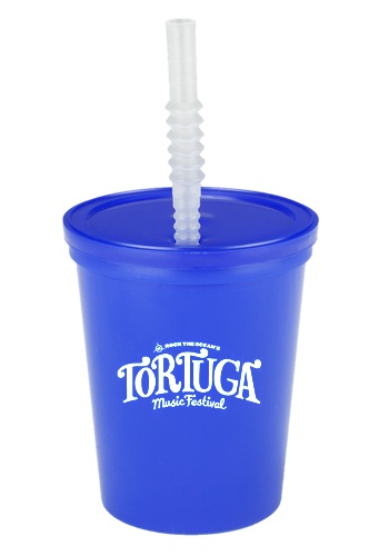 Custom 16 oz. Plastic Stadium Cups with Lid & Straw