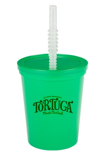 Custom 16 oz. Plastic Stadium Cups with Lid & Straw