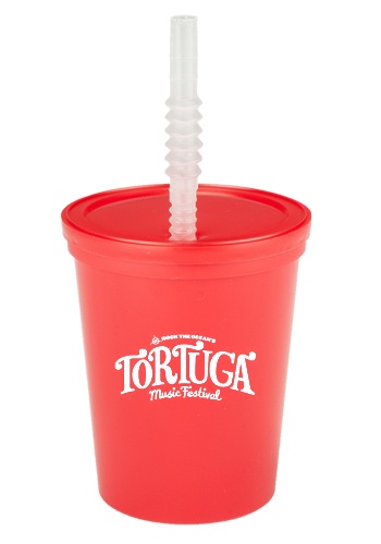 Custom 16 oz. Plastic Stadium Cups with Lid & Straw