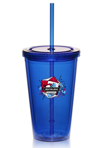Custom 16 oz. Double Wall Acrylic Tumblers With Straws