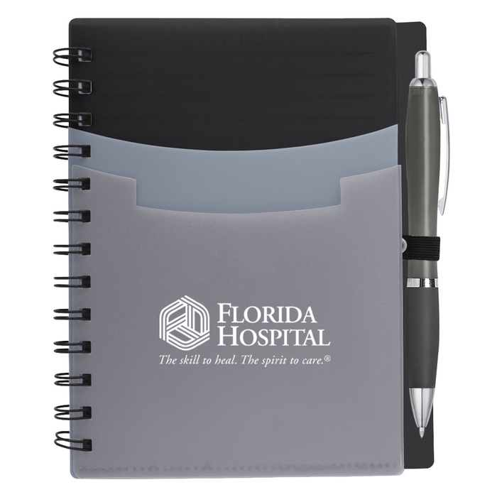 Custom Tri-Pocket Notebook & Satin Pen